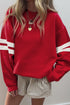 Varsity Double Stripe Drop Shoulder Oversized Crewneck Sweatshirt